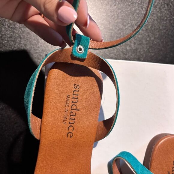 Sundance Cosmos Suede Sandals size 37/6 Turquoise NEW in box - Picture 12 of 14
